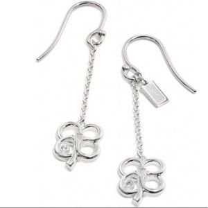 Coach Dangly Clover Earrings Sterling Silver